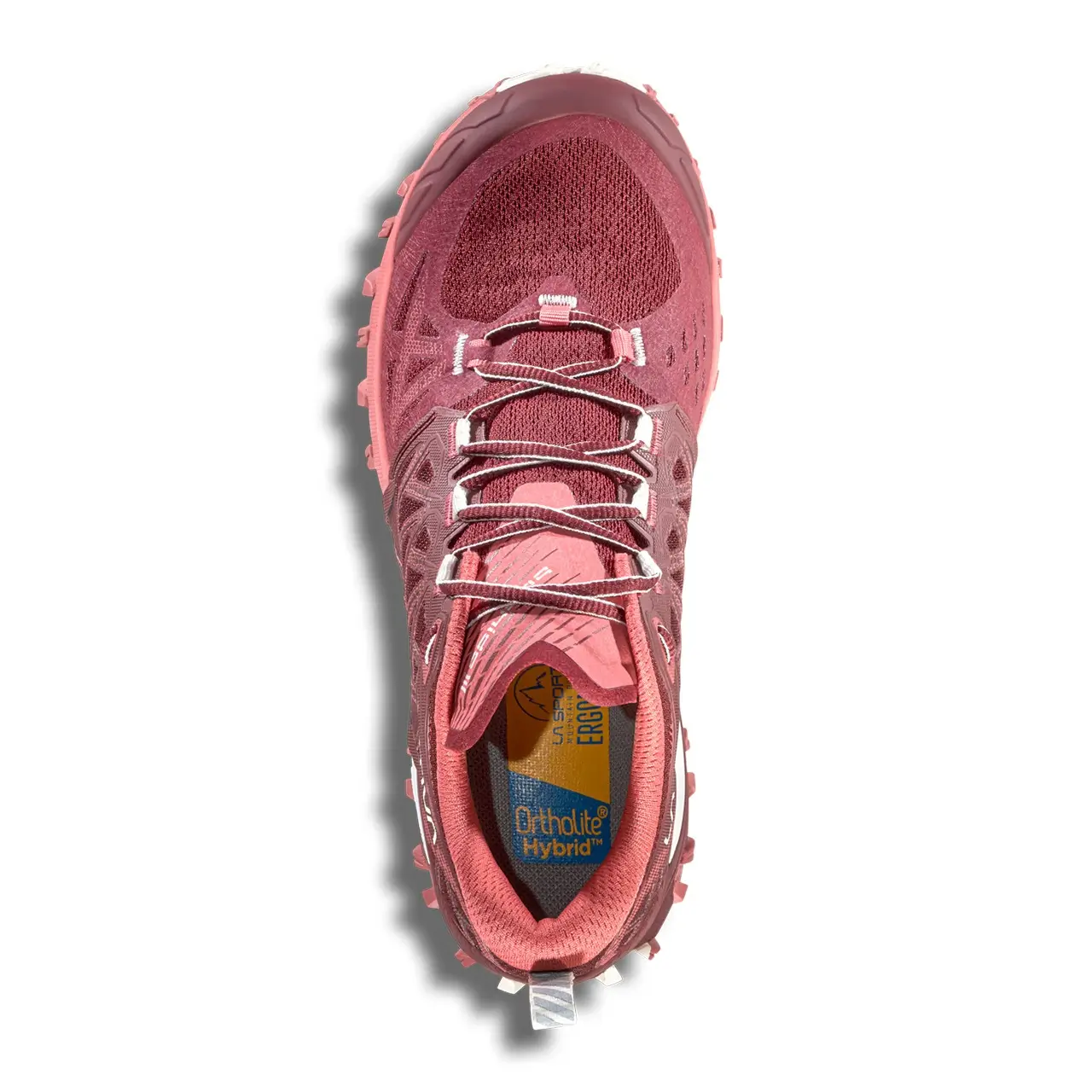 Trailrunning Schuh Draufsicht, La Sportiva, Bushido III Damen GTX, Farbe redwood-rosebay