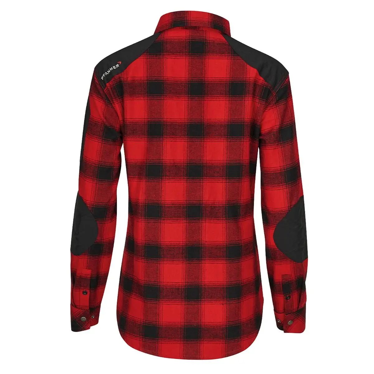 PFANNER Damen Flanellhemd 105451-16 rot-schwarz kariert Rückansicht