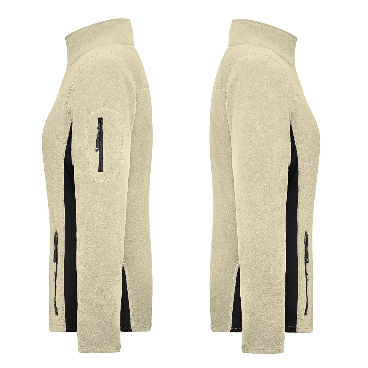 Seitenansicht der Daiber JN841 Damen-Arbeits-Fleecejacke, stone-schwarz, für Beruf und Freizeit