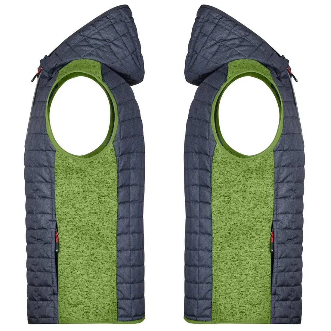Strickfleece Weste mit Kapuze kiwi-melange
