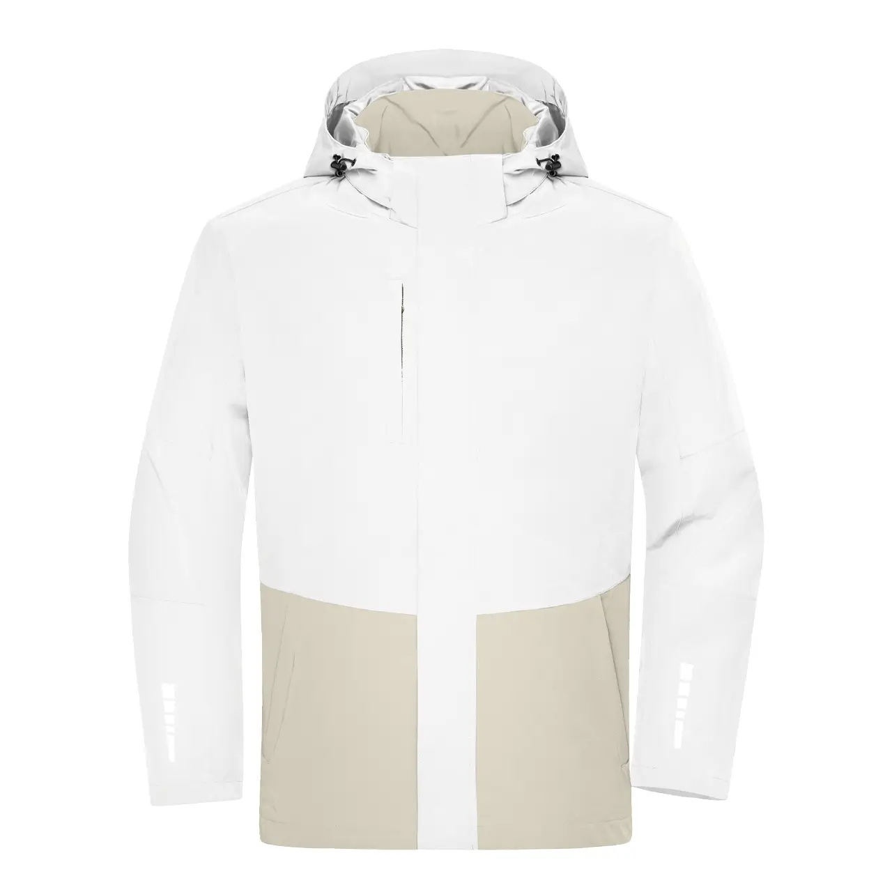 Daiber Workwear Hardshell Regenjacke JN1878 Unisex in White/Cement Frontansicht