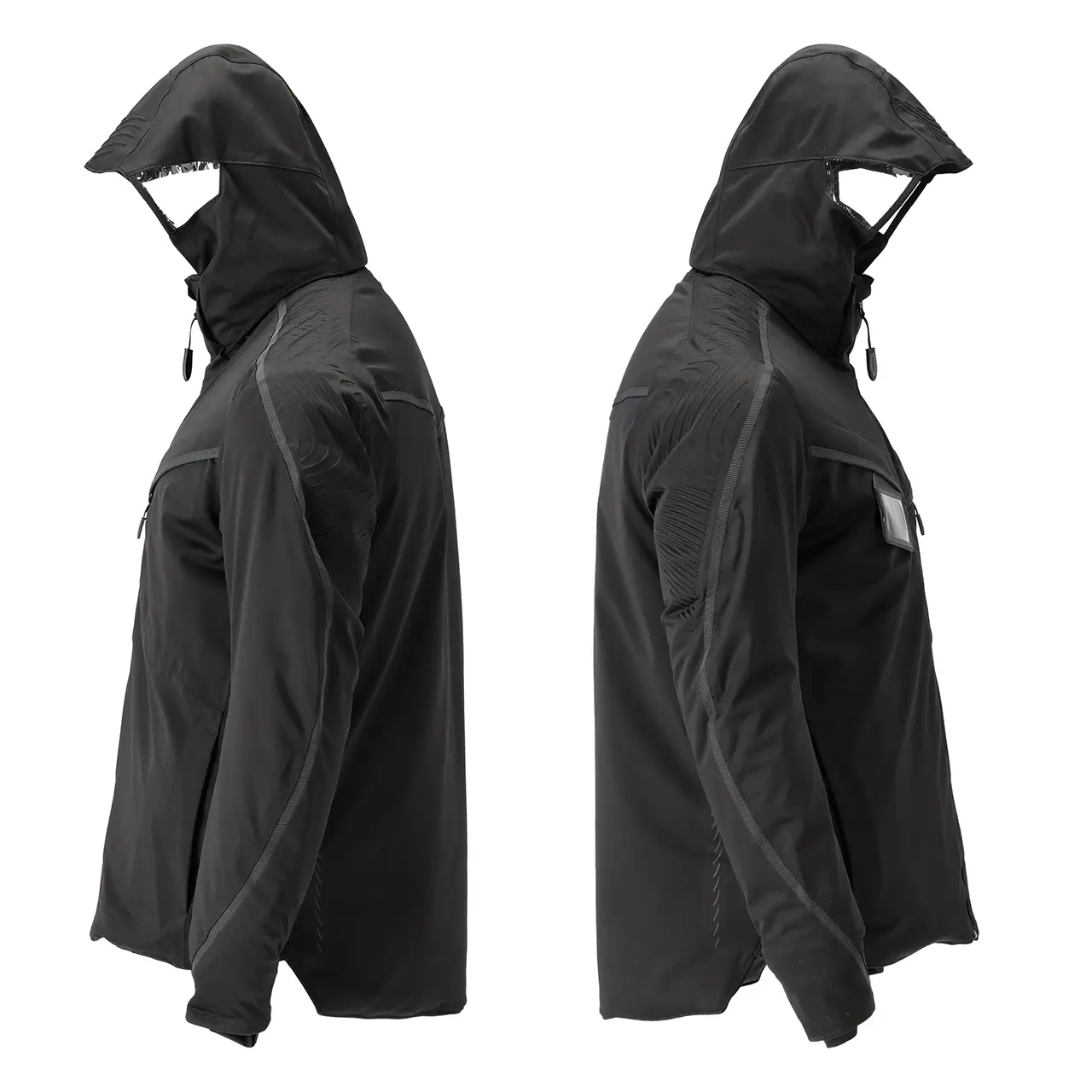 Winterjacke schwarz mit Kapuze für den Winter, 22035-657-09, seitenansicht, linke und rechte, Mascot Produktlinie Customized