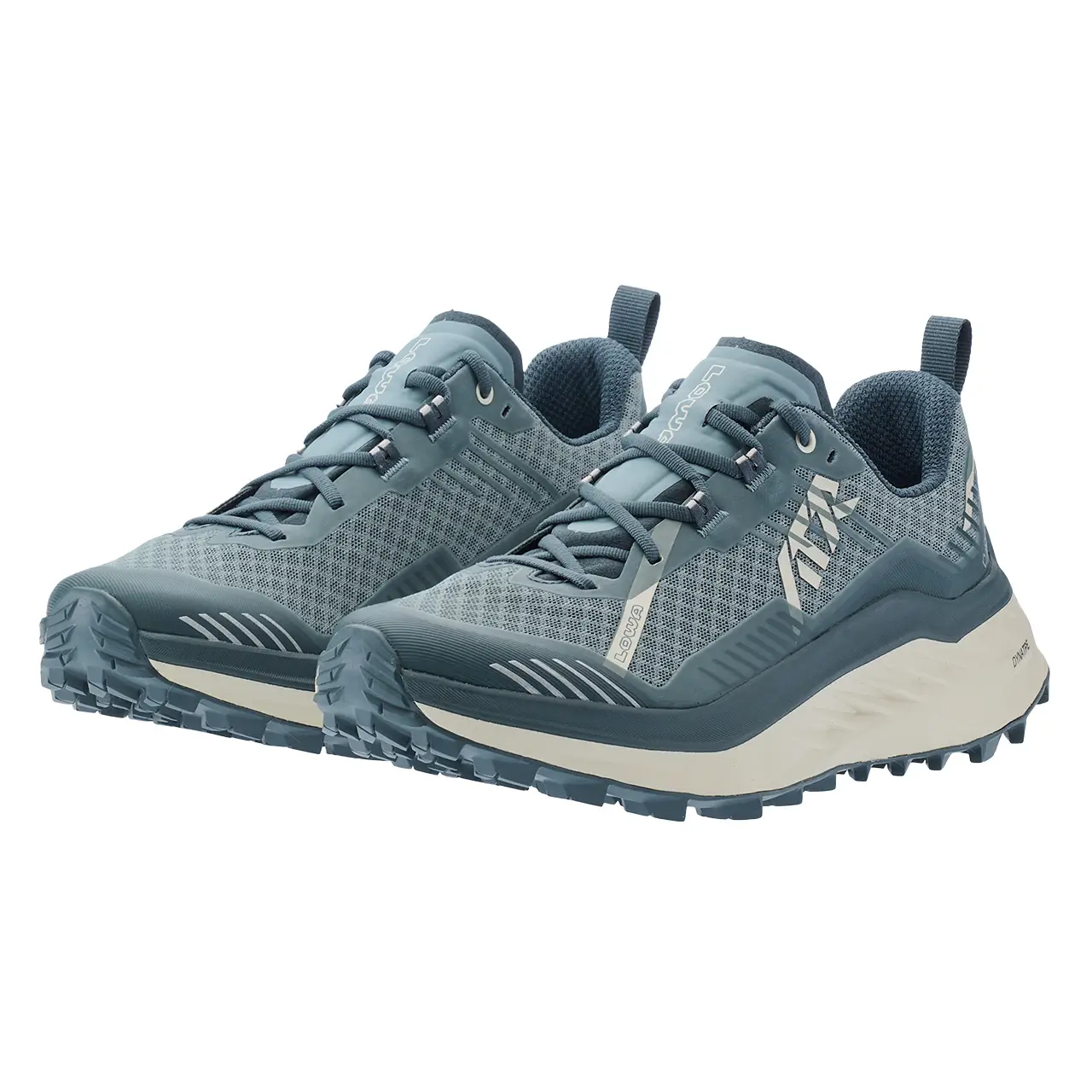 Damen Trailrunningschuhe, Lowa skyterra Ws, Farbe blau, frontseite leicht seitlich gedreht, mit hervorragende Dämpfungs Eigenschaften.