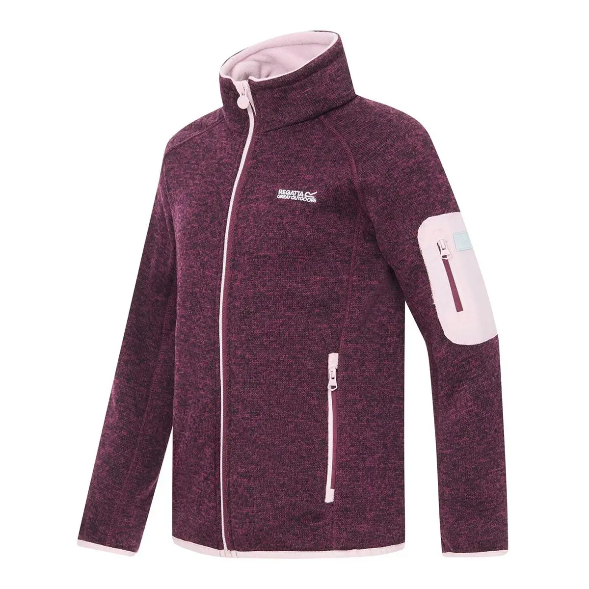Regatta Kinder Strickfleecejacke, Junior Newhill in Lila mit rosa Akzenten, Seitenansicht