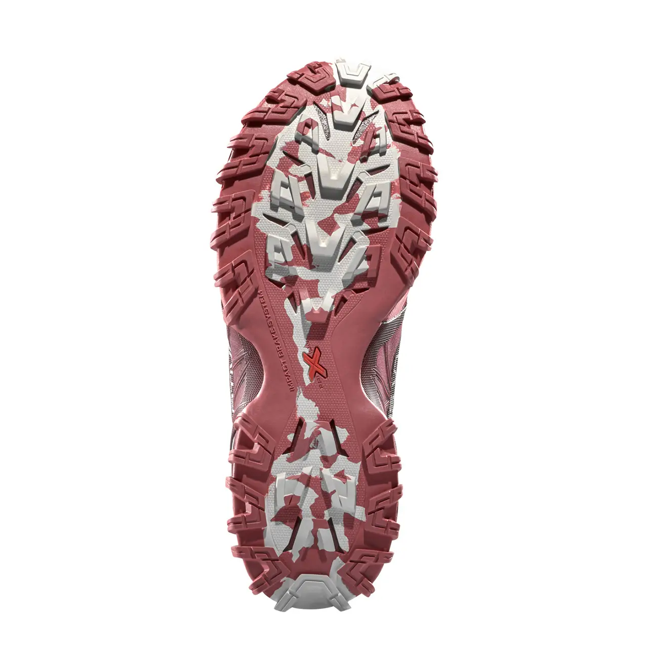 Trailrunning Schuh Außensohle mit Profil für maximalen Grip und Traktion, La Sportiva, Bushido III Damen GTX,Farbe redwood-rosebay