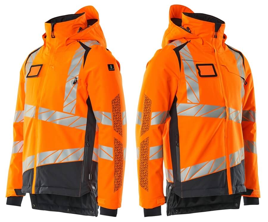 Warnschutz Winterjacke herren orange-schwarzblau