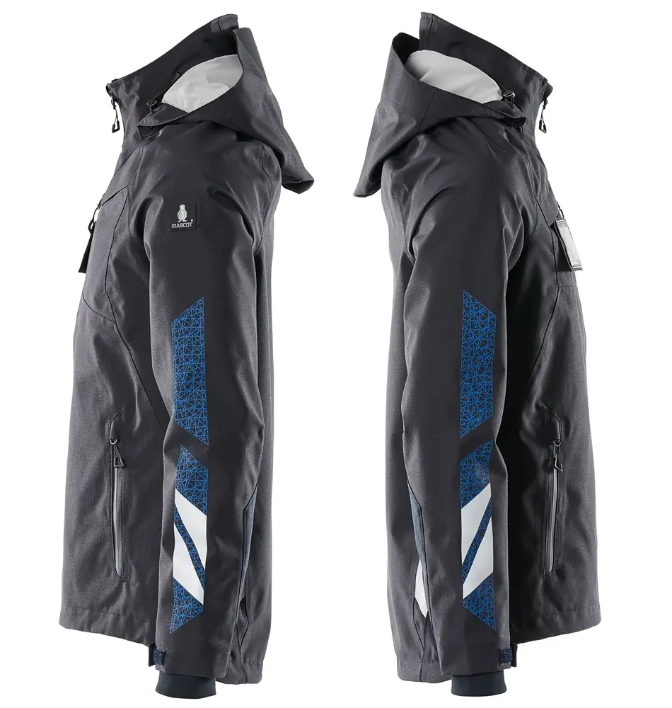 Mascot Hardshell Jacke Herren schwarzblau – wind- und wasserdichte Arbeitsjacke mit Kapuze und Reflexdetails