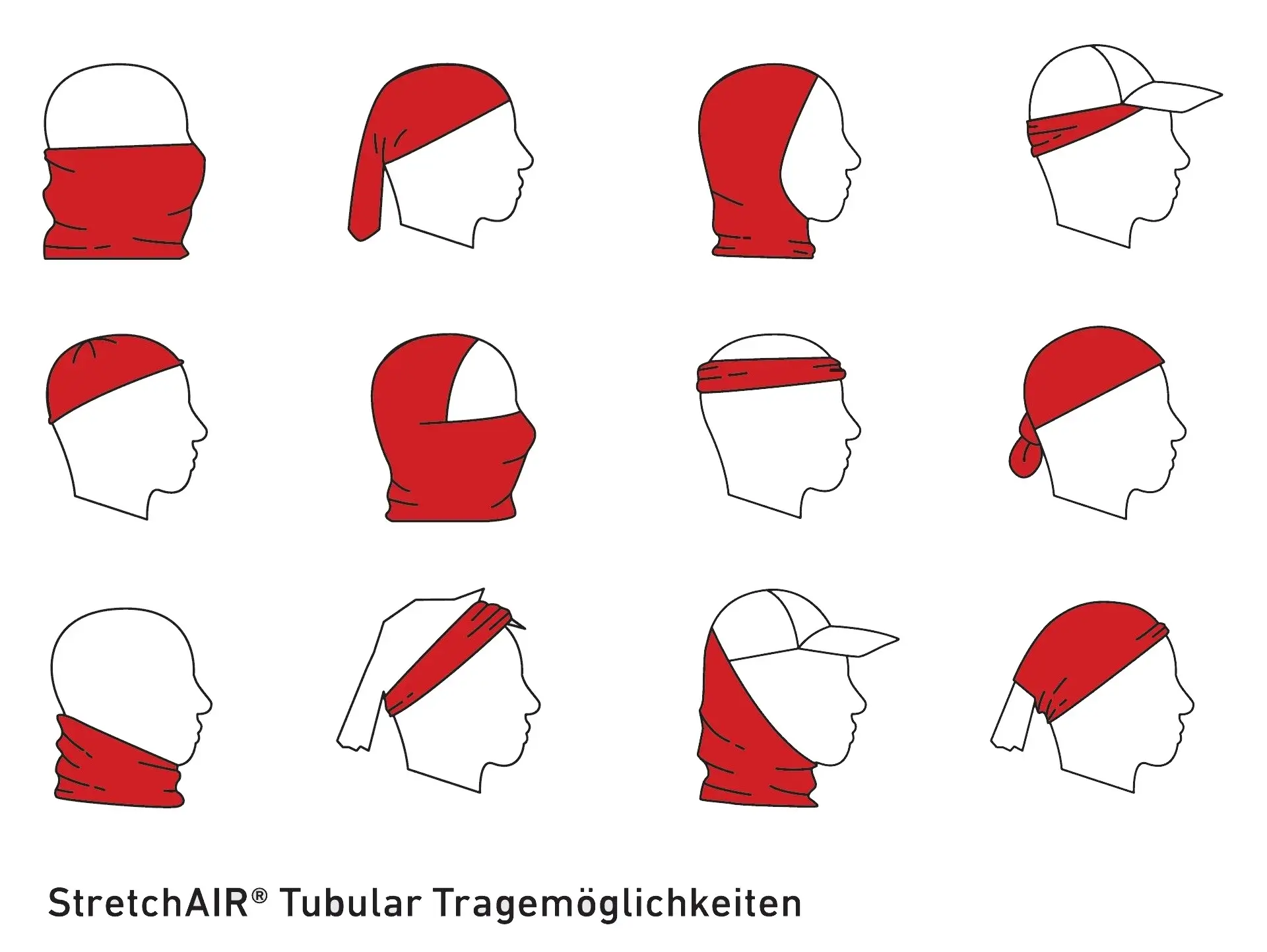Tragemöglichkeiten Multifunktionstuch StretchAIR® Tubular