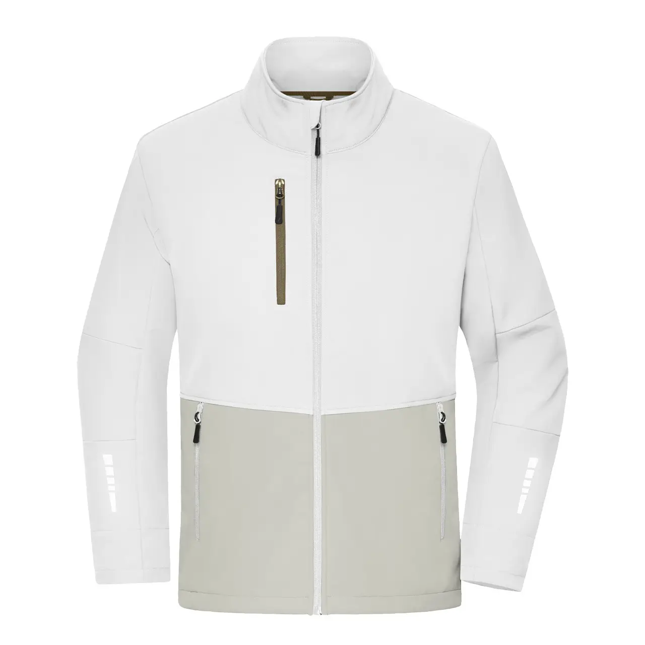 Daiber Workwear Softshelljacke JN1886 Unisex in white/cement Vorderansicht für Damen und Herren