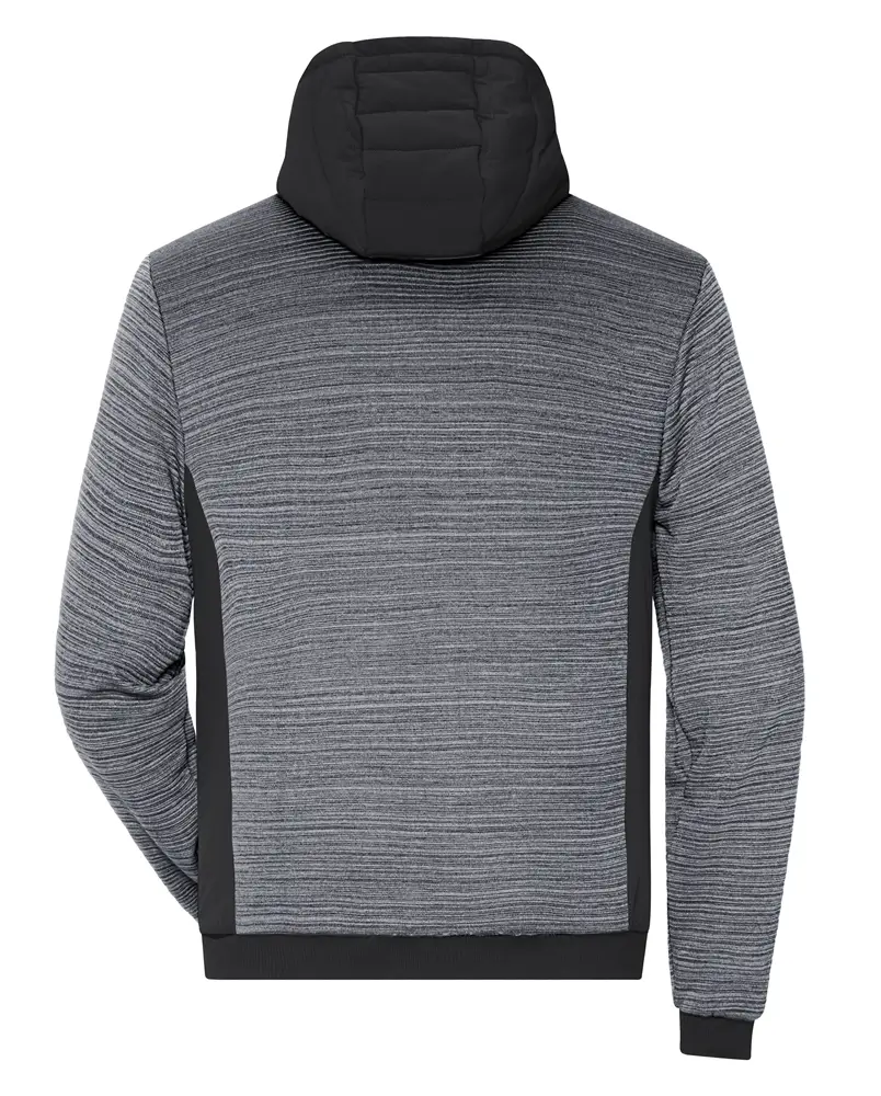 Kapuzen Fleecejacke Herren carbon melange-schwarz ansicht hinten