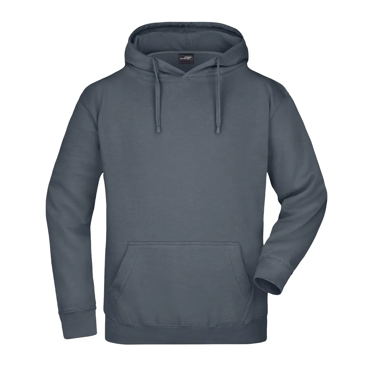 Herren Kapuzensweatshirt Daiber jn047 Farbe graphit, vordere Ansicht, klassisches Design mit Kängurutasche und elastischen Bündchen