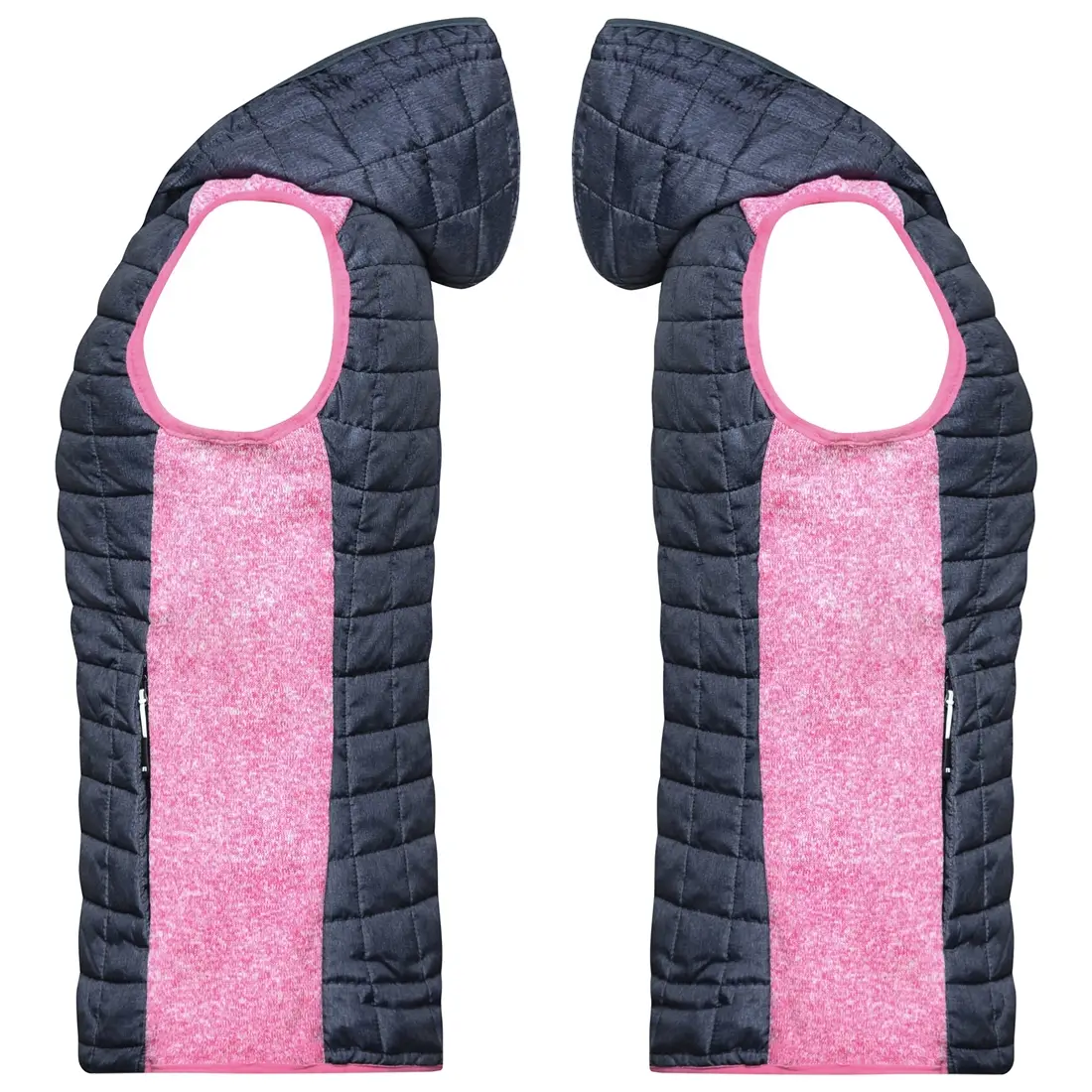 Damen Weste mit fester Kapuze pink-melange seite