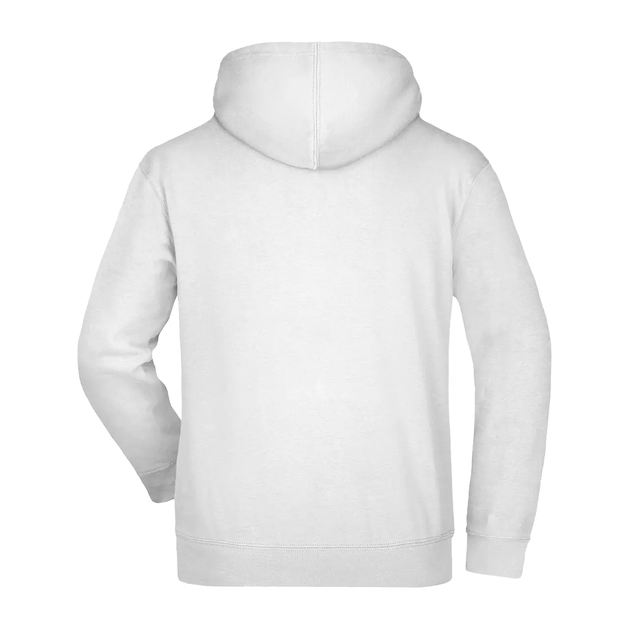 Herren Kapuzensweatshirt – Rückansicht, Daiber jn047 farbe weiß, doppellagige Kapuze und stabile Kappnähte