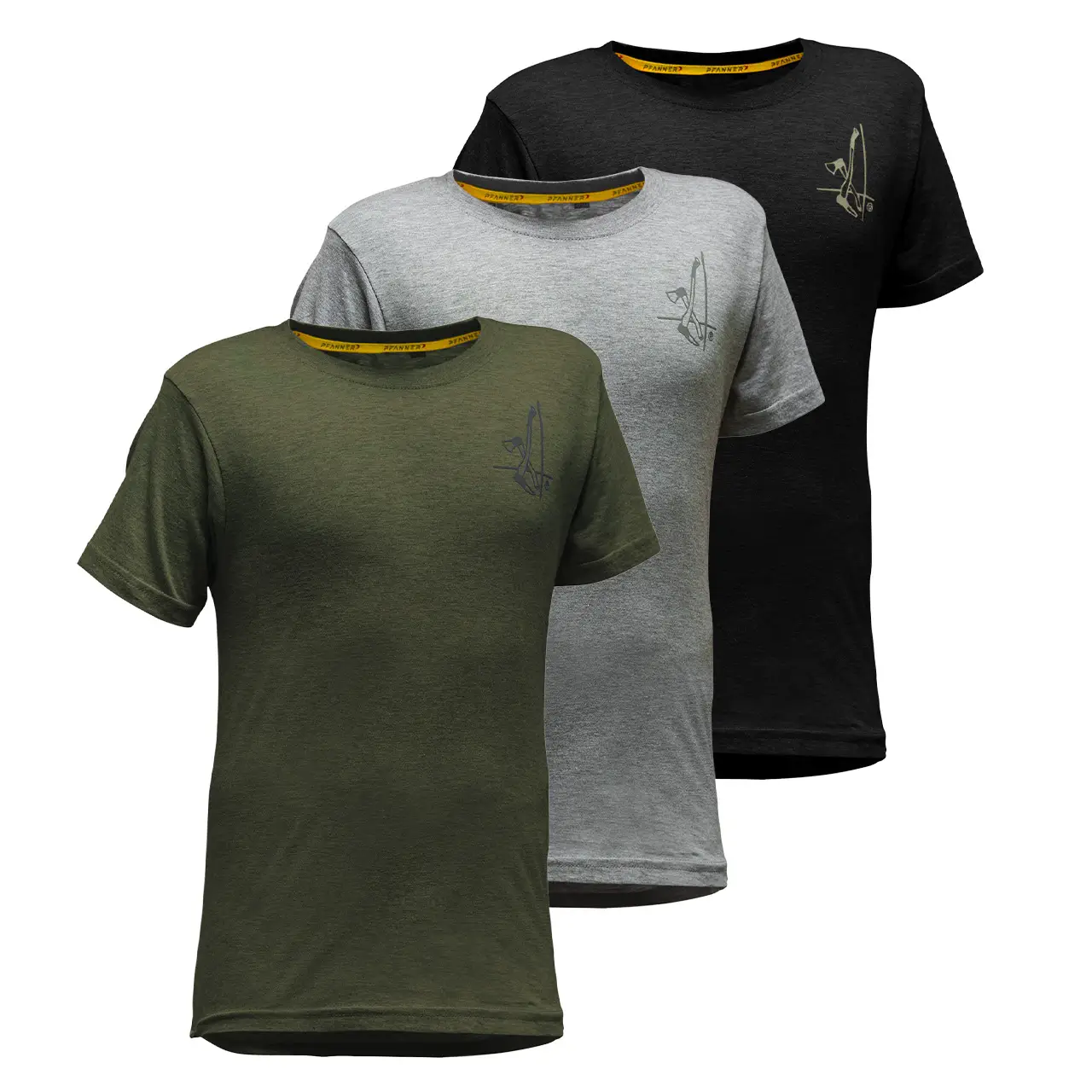 Holzer Kinder T-Shirt Set 3er Pack in Schwarz, Grün und Grau
