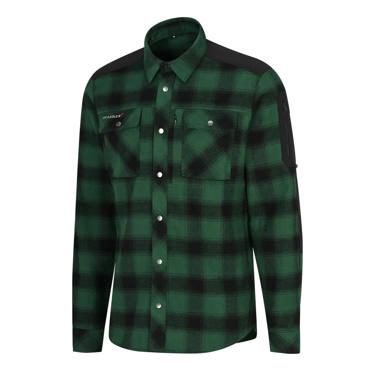 Flanell Hemd grün-schwarz kariert Pfanner 105450-77 Seitennsicht vorne links
